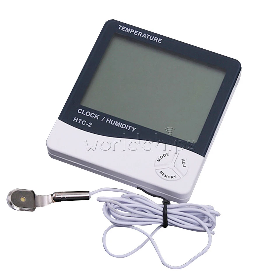 2PCS HTC-2 Digital LCD Temperature Thermometer Hygrometer Humidity Meter Clock - Image 2 of 4