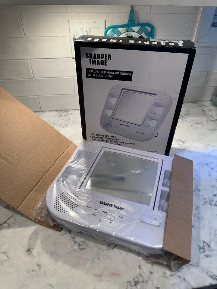 New Sharper Image LED lighted makeup mirror with bluetooth hands free speaker - Image 4 of 4