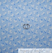 BonEful Fabric FQ Cotton Quilt Blue White Flower Dot Calico Small Little Cottage