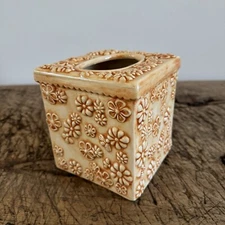 Vintage Flower Power Square Tissue Box Cover Cube Retro 60s 70s Bees Girly