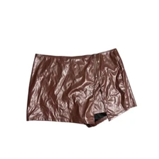 SHEIN Curve Women's Plus Size 4X Brown Sexy Party Faux Leather Skort Skirt