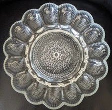 VTG Deviled Eggs Plate Hobnail 11" Oyster Platter Relish Tray Indiana Glass Co