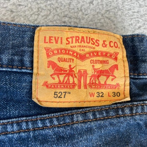 Levis Jeans Mens 32x30 Blue 527 Slim Fit Bootcut Mid Rise Dark Wash Denim Cotton - Picture 10 of 11