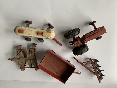 ERTL Tractor Disc Cultivator, Wagon, Bottom Plow and Ammonia Tanker - 5 Pieces