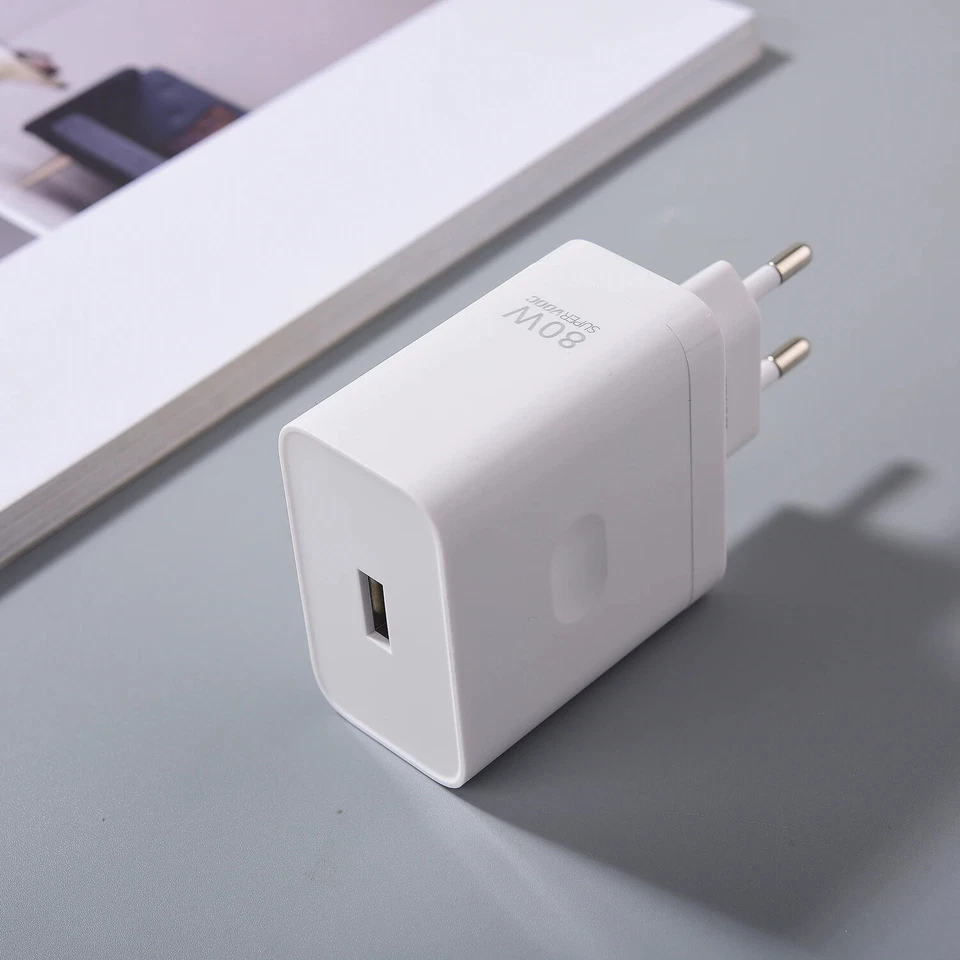 Adattatore 80W Supervooc Fast Charger USB Caricabatterie per OPPO Oneplus Realme - Immagine 3 di 4