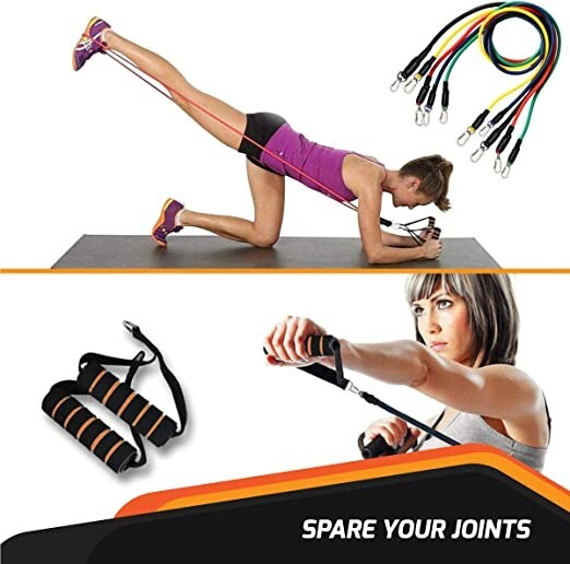 WODFitters Resistance Bands with Handle 11 Pcs Portable Home Gym