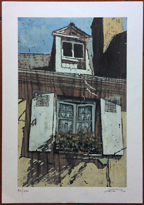 Massimo Lomi Fotolitho L'Abbaino Weiß 30x40 Signiert Numeriert Mit Stempel