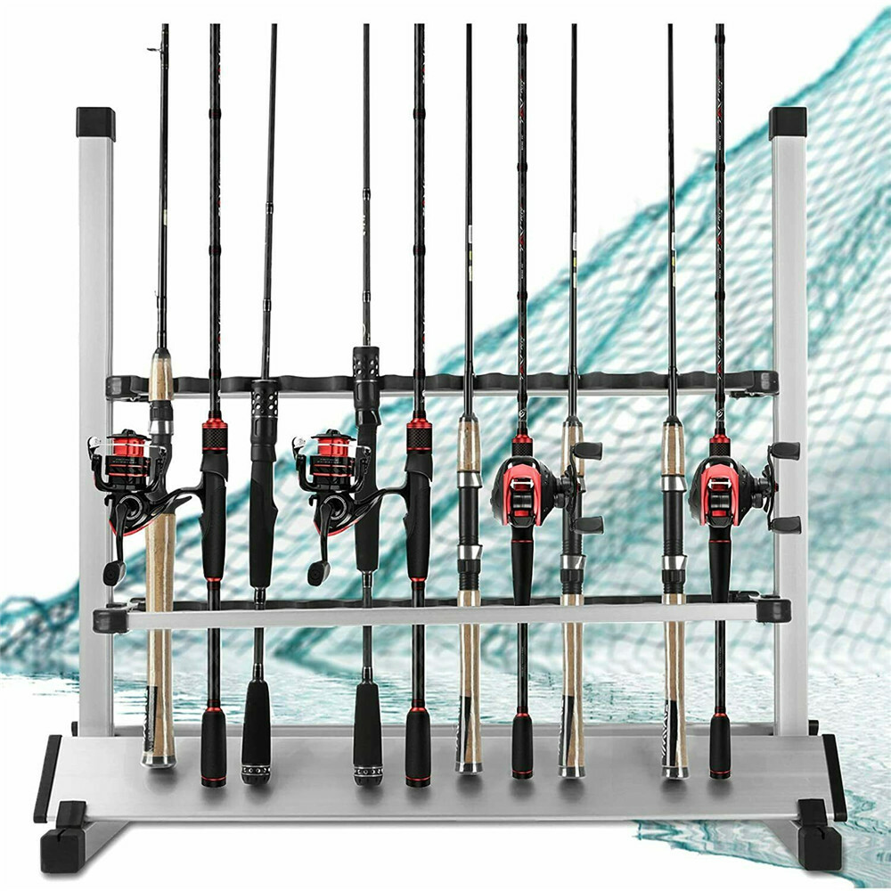 Portable Aluminum Alloy 24 Rods Rack Fishing Rod Pole Holder Stand Storage  Tool for sale online | eBay