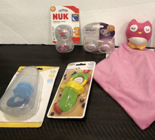 Baby Mixed Lot Binkies munchkin, pink OWL plush by Somersault paw patrol