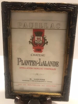Vintage Chateau Plantey-Lalande Pauillac French Wine Label Framed - Image 1 of 4