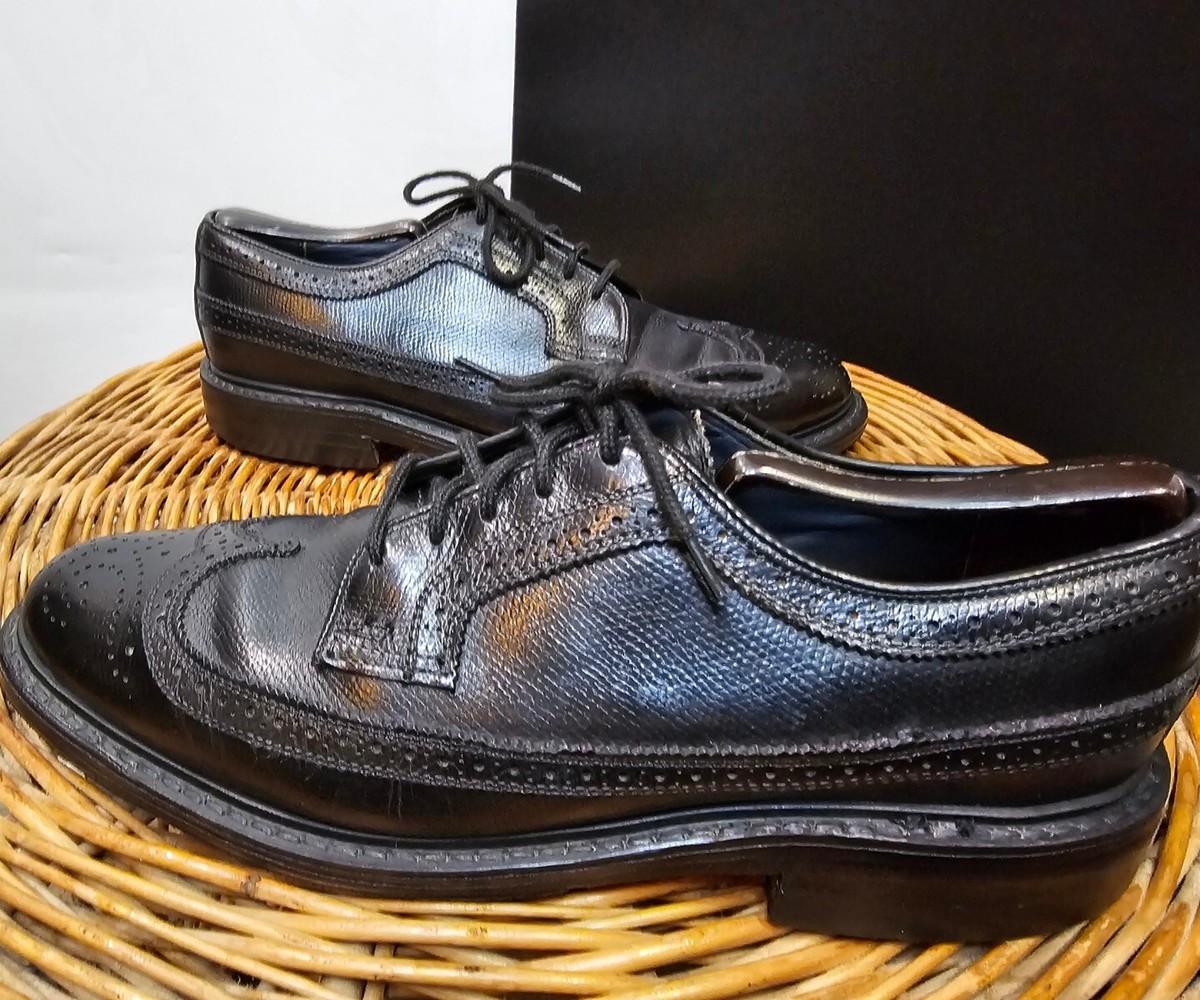 JC PENNY SHOE CLASSICS BLACK LEATHER WINGTIP BROGUES DRESS  display picture 1