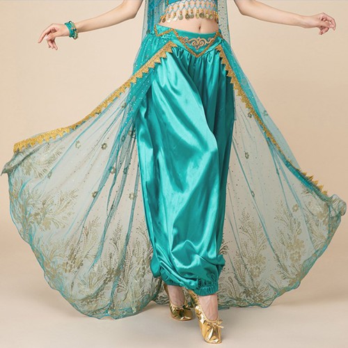 Mujer Pantalones Indio Disfraz Pantalones Elegantes Árabe Ropa de Baile Baile Danza Harén - Imagen 25 de 52