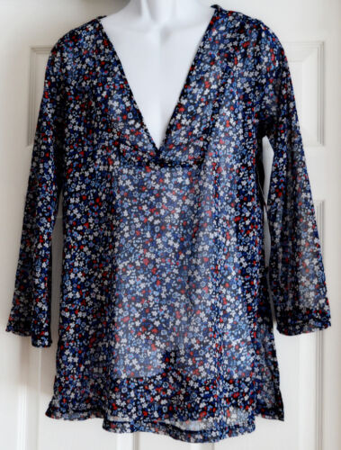 Jones New York Women's Ditsy Floral V-Neck Chiffon Cover-Up Sz M (K2) - Picture 2 of 3