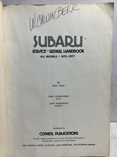 Clymer A186 - Service Repair Handbook Manual for SUBARU - All Models - 1972-1977 - Picture 4 of 5