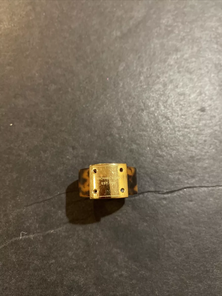Michael Kors Gold Tone Tortoise Shell Design Band Ring Size 7 eBay