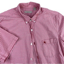 Burberry Brit Shirt Men Sz M Button Down Gingham Plaid Short Sleeve Pocket Logo