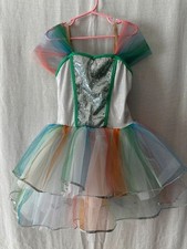Revolution Rainbow Tutu Dance Costume Child Medium MC Sparkle Competition Dress