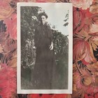 Antique 1910s Photo 1919 Edwardian Old Woman Portrait Outside Hand Tinted