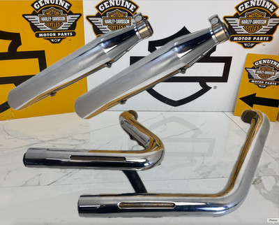 OEM HD 18-26 M8 Fat Boy Breakout Exhaust Head pipes Header Heat Shields Mufflers