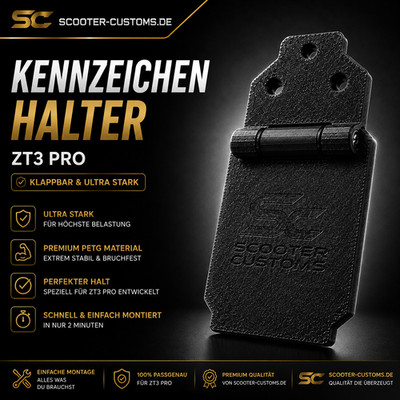 Klappbar Kennzeichenhalter Ninebot Segway ZT3 & T3pro