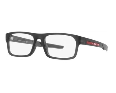 PRADA LINEA ROSSA PS08OV 13C1O1 Matte Black Transparent 55mm Mens Eyeglasses