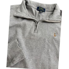 Polo Ralph Lauren Boys XL 18-20 Gray Quarter Zip Pullover Sweatshirt Pony Logo
