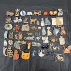Vintage Large Lot Of Cat Brooche/Pin Earrings Kitten Costume Jewelry Lot