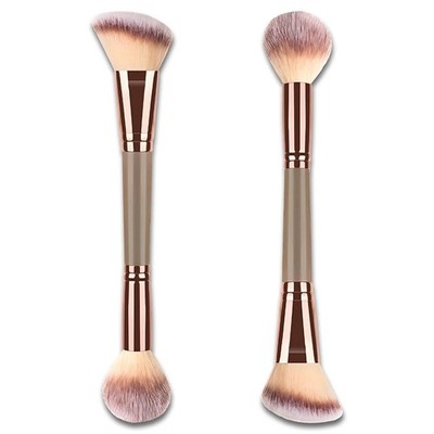 Double Ended Foundation Makeup Brush Angled & Round Top for Liquid Powder