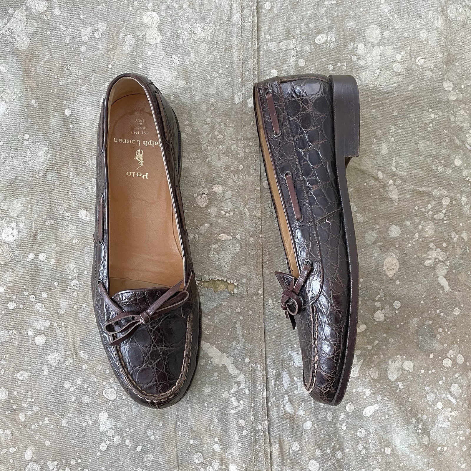 Vintage Polo Ralph Lauren Alligator Crocodile Loafers Made In Italy Mens 9 80s