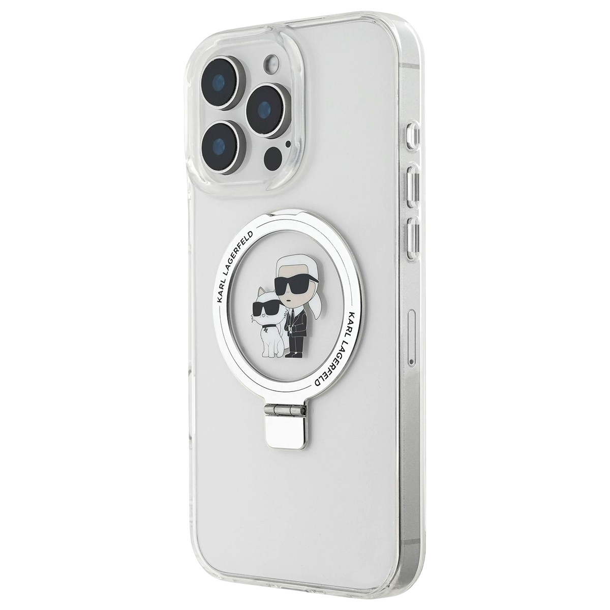 Coque Karl Lagerfeld iPhone 16 Pro Max avec support anneau antichoc intégrée noire