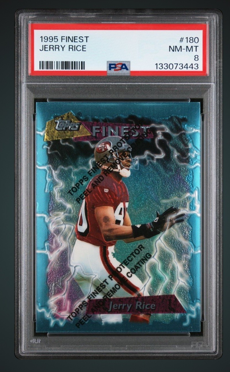 1995 FINEST w/COATING #180 JERRY RICE PSA 8 San Francisco 49ers HOF LEGEND view 1