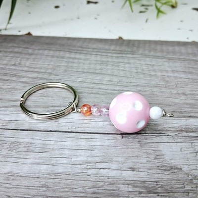 Pink Polka Dot Key Holder, Keychain, Key Ring