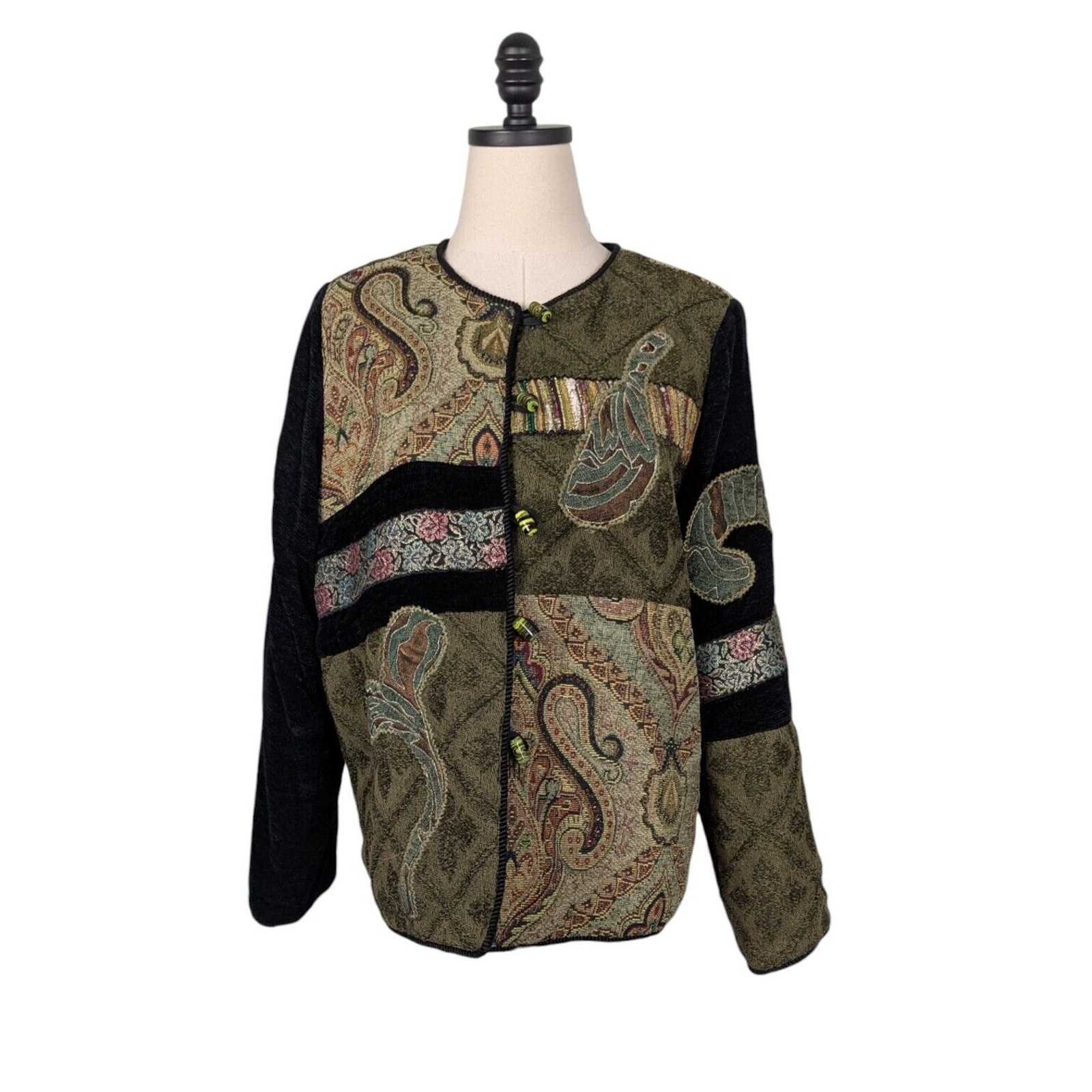 Patchwork Tapestry Jacket S Vintage Whimsigoth 90… - image 4