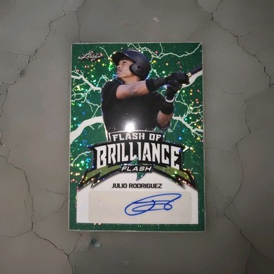 Julio Rodriguez Green Autograph RC 3/25 2020 Leaf Flash of Brilliance