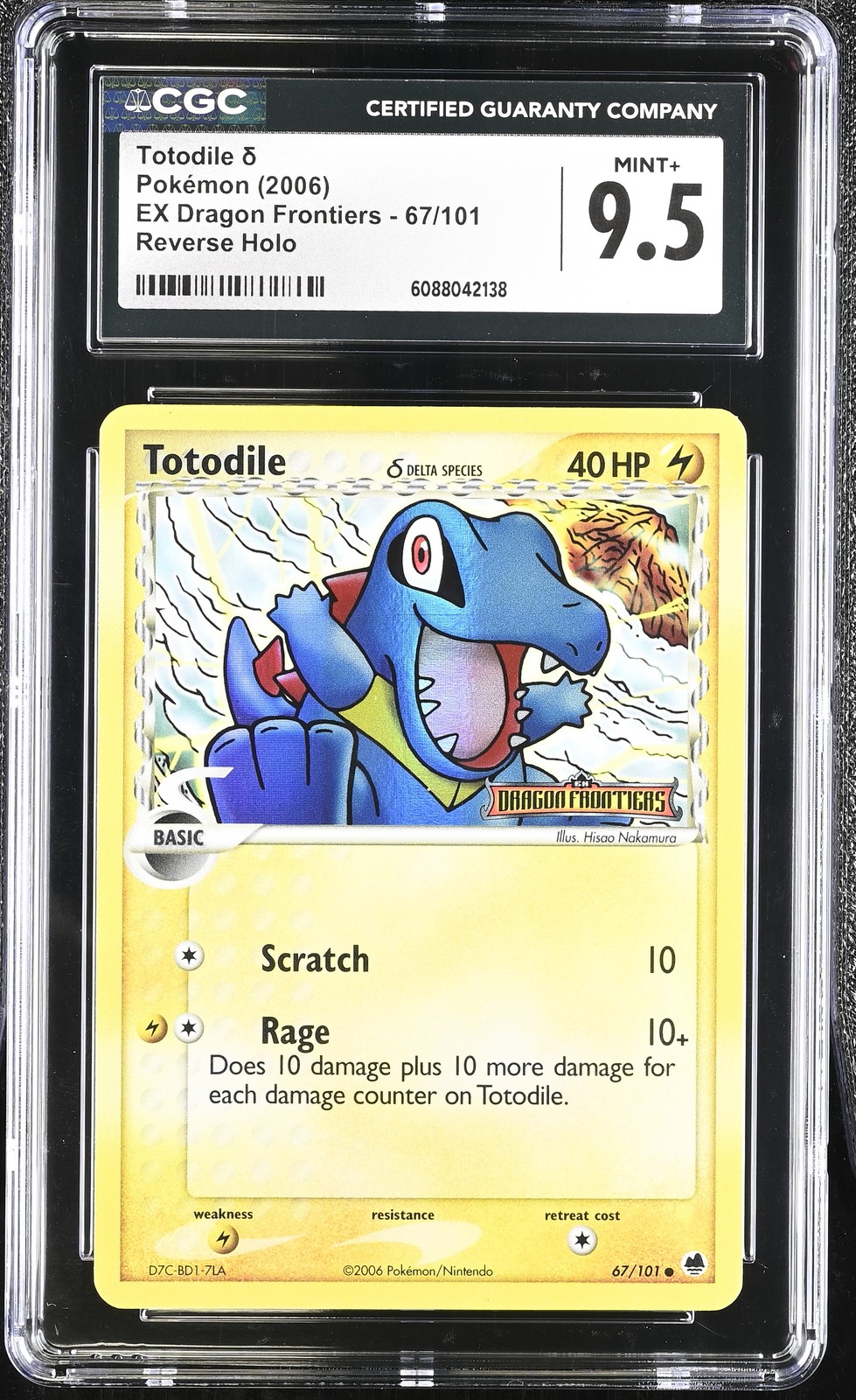 CGC 9.5 Totodile EX Dragon Frontiers 67/101 Reverse Holo STAMPED Pokemon Card