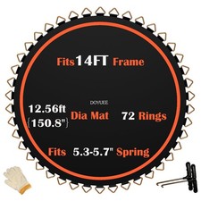 Trampoline Mat Replacement  12.56FT Diameter Mat with 72 Rings  Fits 14FT Steel...