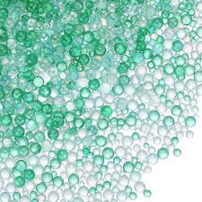 200g 1-3mm Glass Bubble Beads Iridescent No Hole Water Droplet Ball Green Series