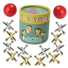  Metal Jacks Game with Ball Set, Classic Jax 12 Jacks+2 Balls+ Portable Box