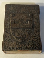 Vintage Large Matchbox Holder Hammered Bronze 3” X 4”