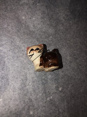 Vintage Japan Cat Kitty Miniature Figurine Porcelain or clay ￼Good Luck!