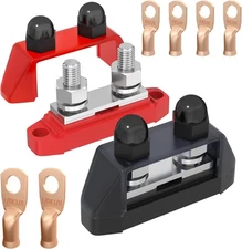 Marine Bus Bar 12V 250A Power Distribution Block 12 Volt DC Red and Black 