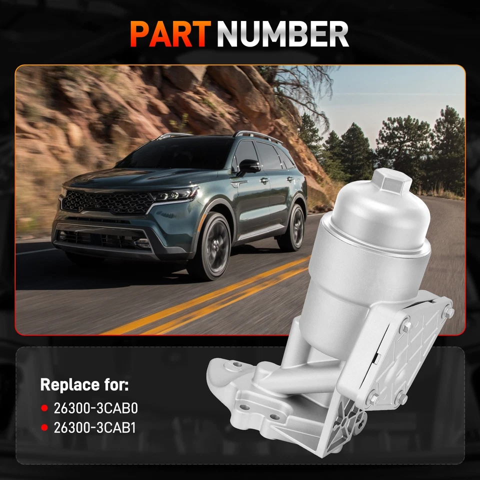 Полностью алюминиевый корпус масляного фильтра двигателя для Hyundai Santa Kia Cadenza 12–18 годов выпуска 3,3 л - Изображение 4 из 4