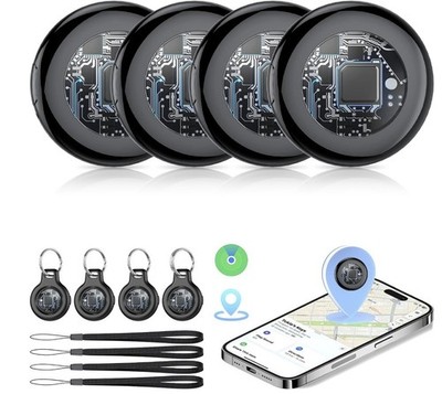 4 Pack Apple MFi Certified Tukio Bluetooth Tracker for Apple Find My (iOS Only)