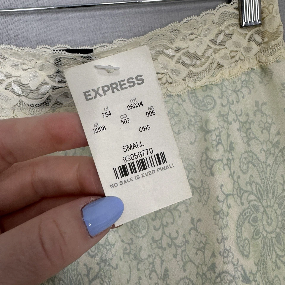 Falda Express Vintage Mujer Pequeña Seda Verde Paisley Mini Hada Coqueta Y2K Foto 2 de 4