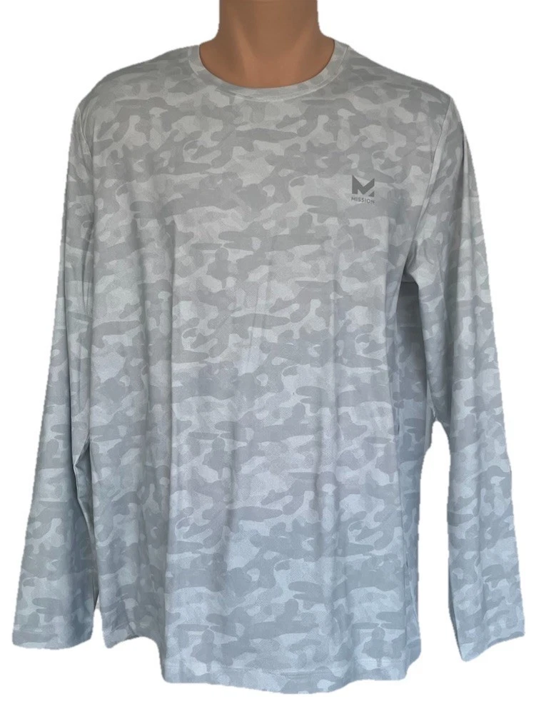 MISSION Cooling Performance UPF 50 SunShirt Long Sleeve White Camo NWT Unisex