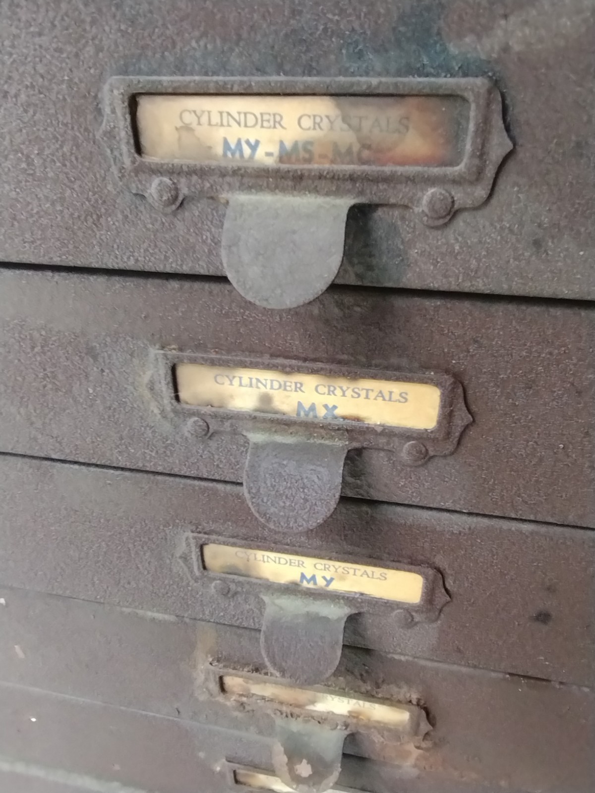 Vintage Metal Watchmaker Watch 7 DrawerCabinet W/ Over 100 NOS Crystals  