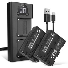 2x NP-FM500H Battery + Dual Charger Set for Sony HDR-CX450