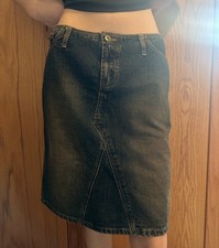 Vintage Y2K Route 66 Denim Midi Skirt