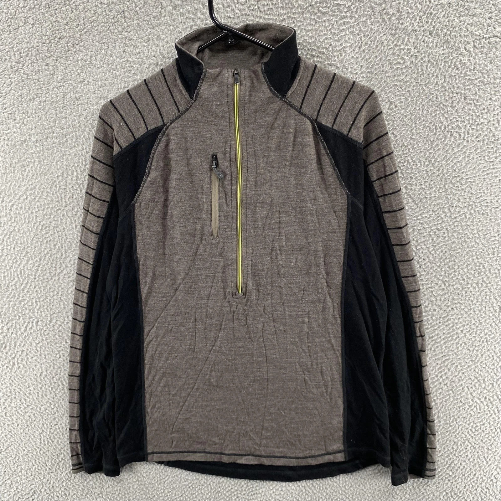 Smartwool Sweater Mens Large Gray Merino Wool PhD 1/2 Zip Pullover Base Layer