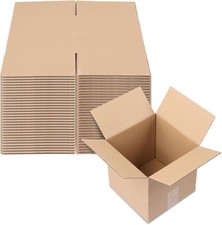 50 Pack Corrugated Cardboard Storage Boxes, 8x8x8" Shipping Boxes, 3mm Thick